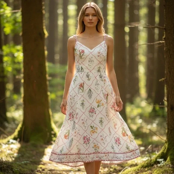 Josie Floral Midi Dress Size S - Picture 1 of 6